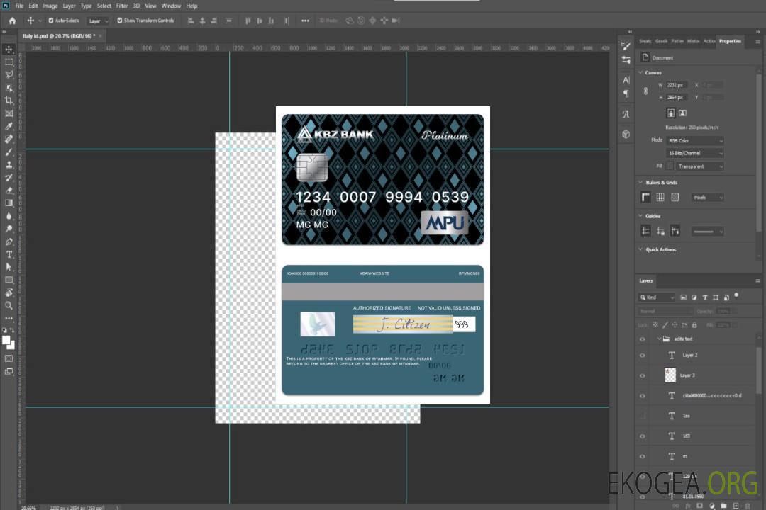 Carte de crédit Platinum MPU de la banque KBZ du Myanmar template Carte de crédit Platinum MPU de la banque KBZ du Myanmar template